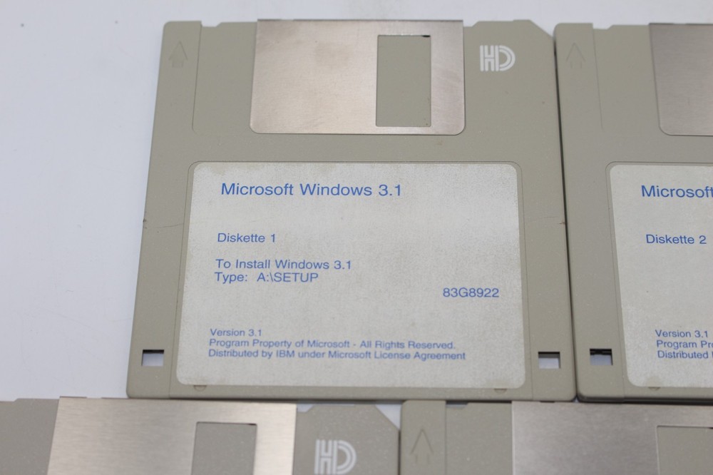 Microsoft Windows 3.1 OS - 3.5" Floppy Boot Disks - (disk 1-7)