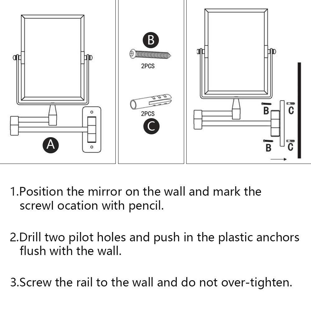 3X Magnifying Wall Mounted Vanity Makeup Mirror | Rectangular 8x6 Inch