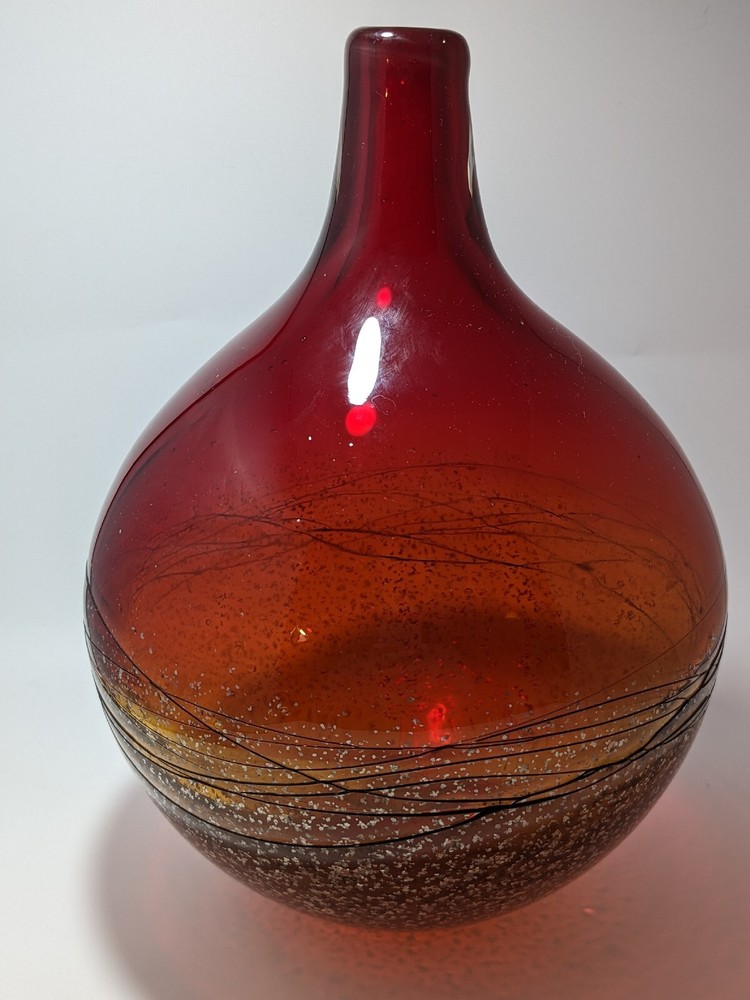 Beautiful Ruby & Gold Red Vase Blown Glass