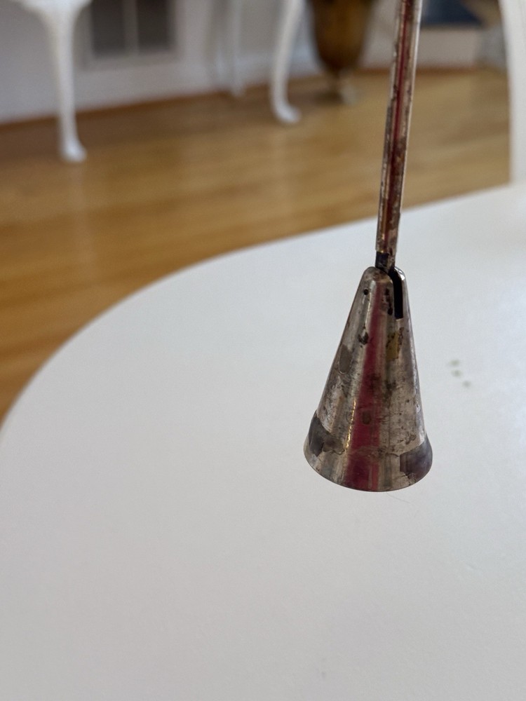 Vintage Silver Plated Candle Snuffer 12" Loop Handle Bell Taper