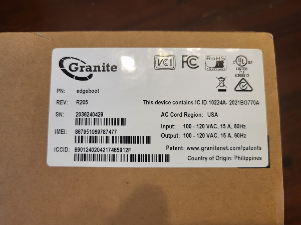 Granite edgeboot R205 New Open Box