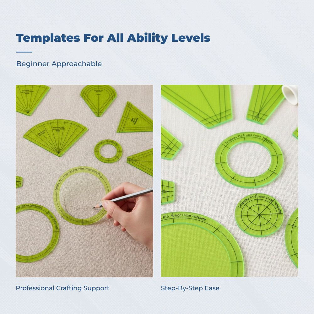 10 Pieces Patchwork Stencil Kit Transparent Fabric Template Smooth Edges