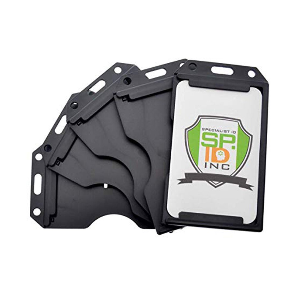 5 Pack - 2-Sided Rigid Multi Card Vertical Badge Holder by Specialist ID