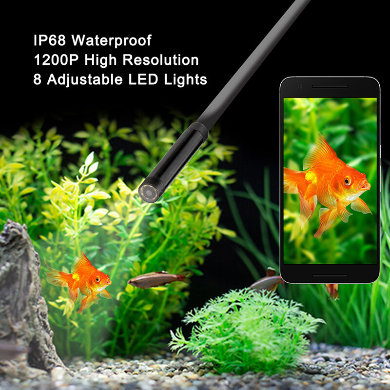 HD 8 LED Endoscope Borescope Inspection WiFi Camera Scope For iPhone Android PC