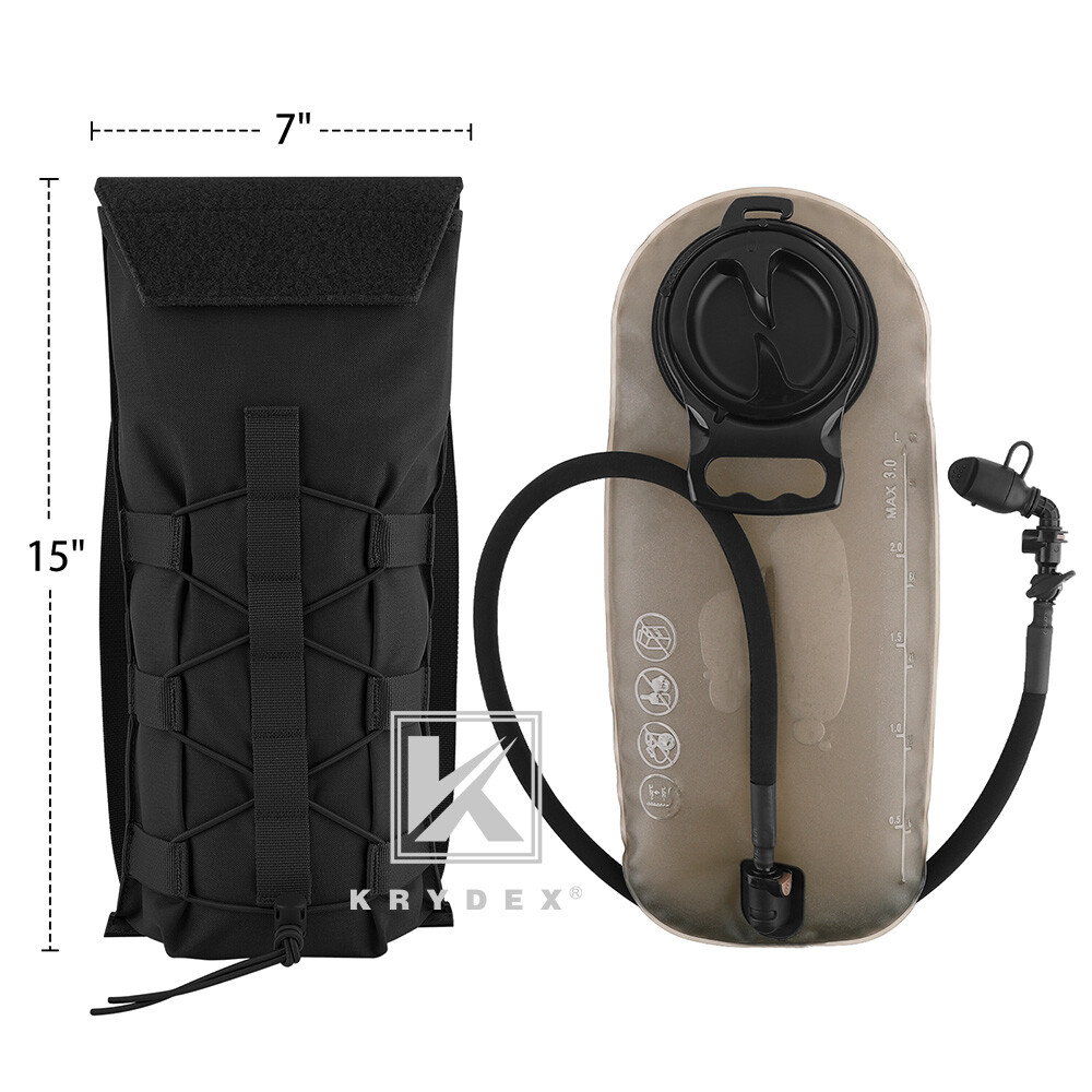 KRYDEX Tactical Hydration Carrier Pack MOLLE Pack Modular 3L Water Bladder Black