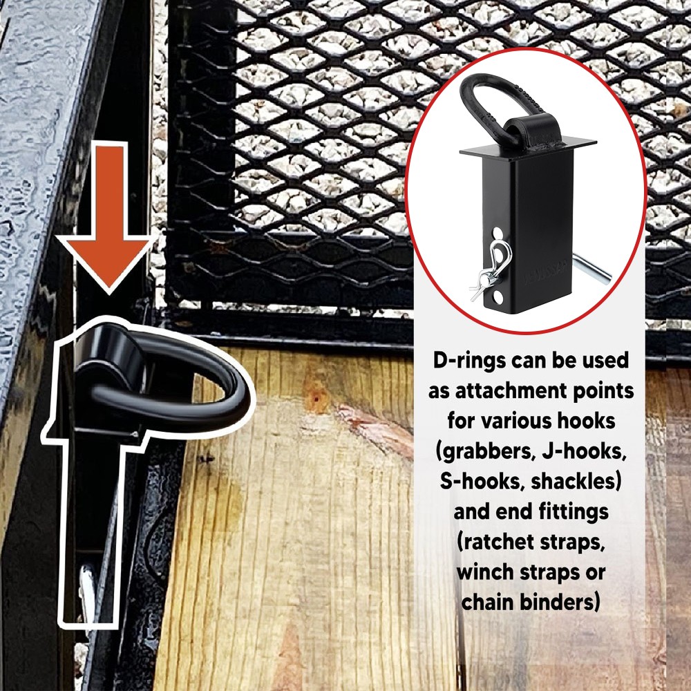 New Stake Pocket D Ring Heavy Duty Adjustable Trailer Stake Pocket,Black, 6 Pack