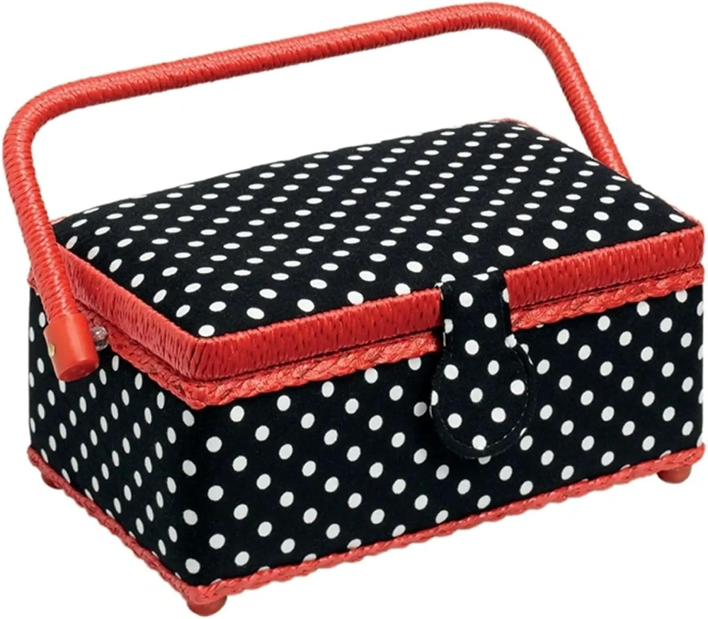 Sewing Basket Polka Dots Black/White S