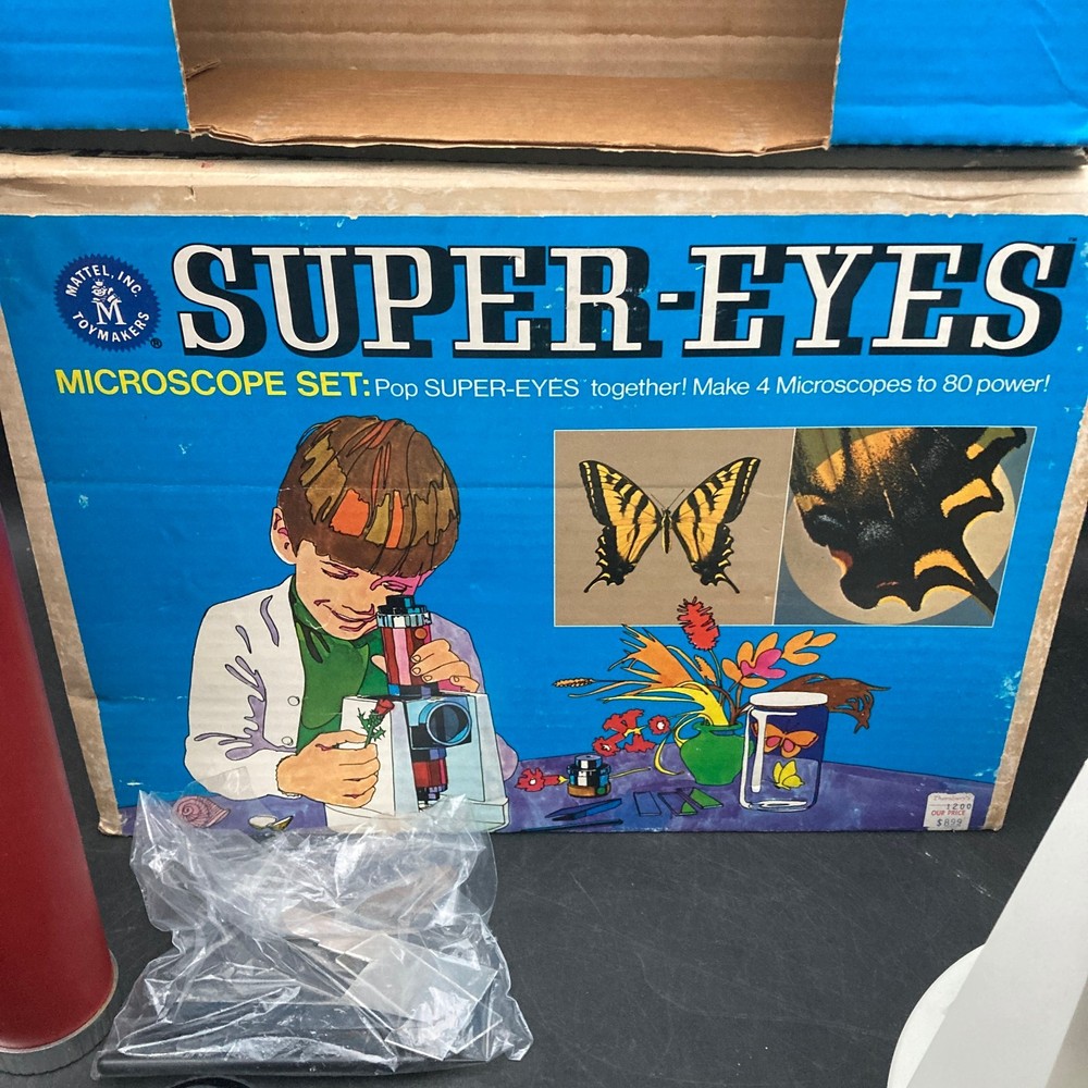 Vintage Super Eyes Microscope Set from Mattel (1968) 100% Complete with Box