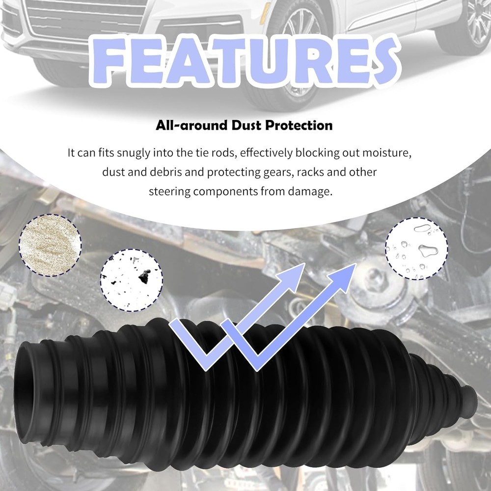 Inner Tie Rod Boot Kit Multi-Size Adjutable Rack and Pinion Boot Kit with 2PCS
