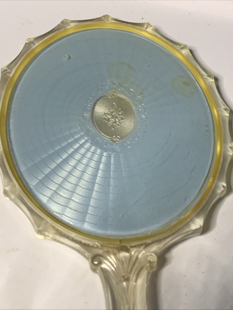 Vintage Mirror Handheld LUCITE Plastic VANITY Large (U)