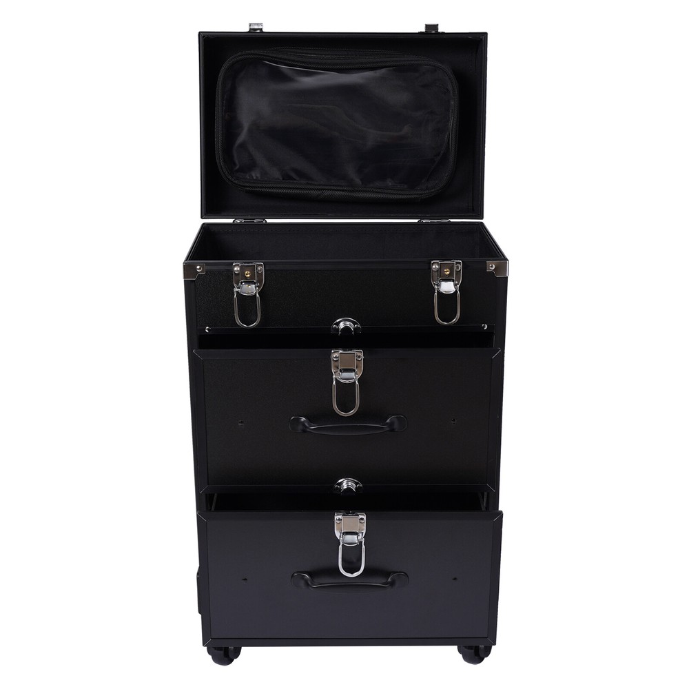 Rolling Makeup Train Case Cosmetic Professional Trolley Makeup Storage Organizer
