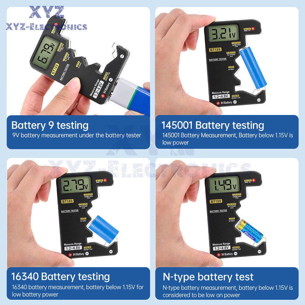 Digital Battery Tester Checker Electricity Indicator Universal AA, AAA 9V Button