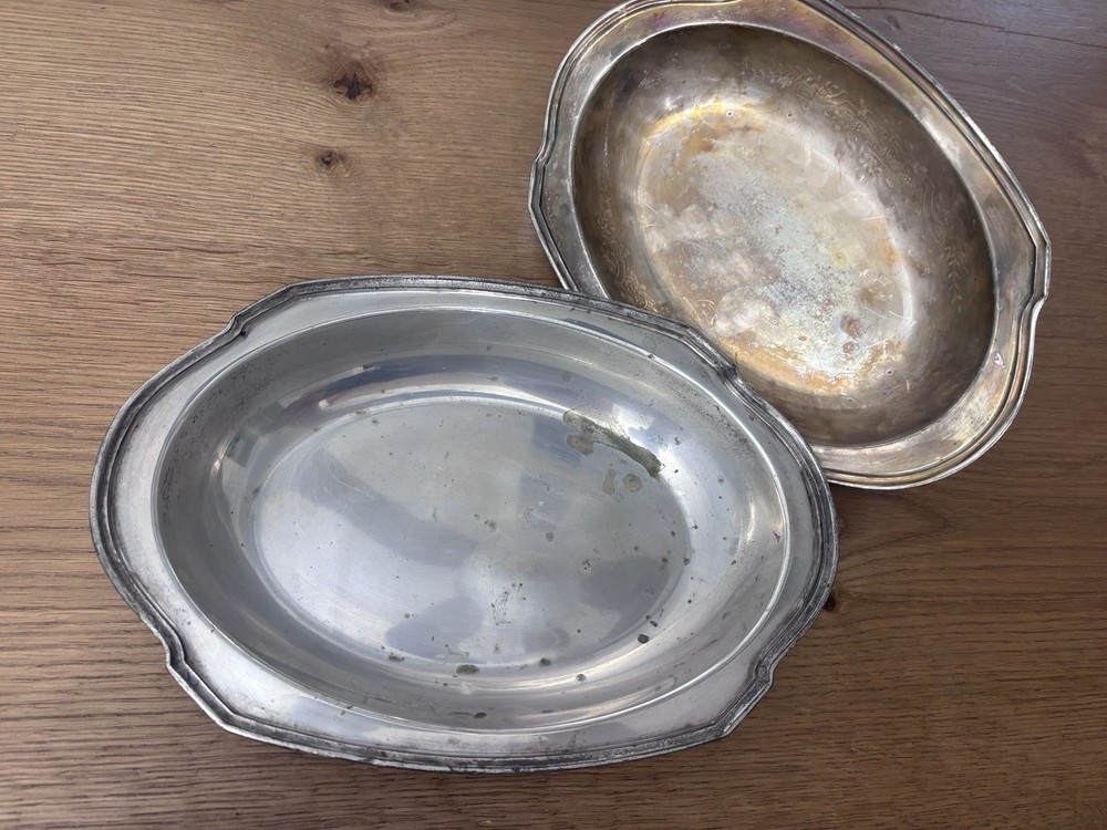 Reed & Barton Silverplate Covered Vegetable Serving Dish Floral Lid