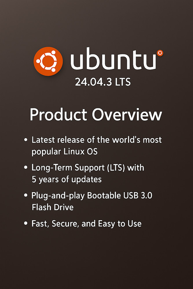 Ubuntu 24.04.3 LTS 64-bit Bootable USB – Fast Secure | Revive old PC