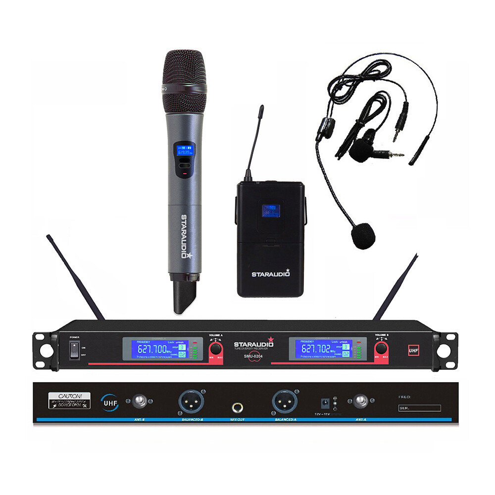 UHF Microphone Receiver Wireless Handheld Mic Headset Lavalier Lapel Microphone