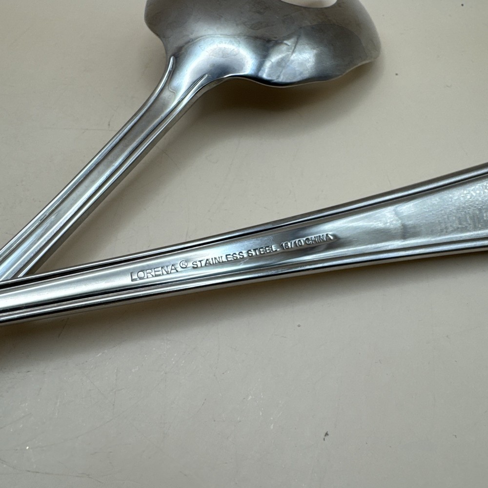Lorena Oval Thread Oversized Solid Salad Serving Set Flatware 18/10 Stainless