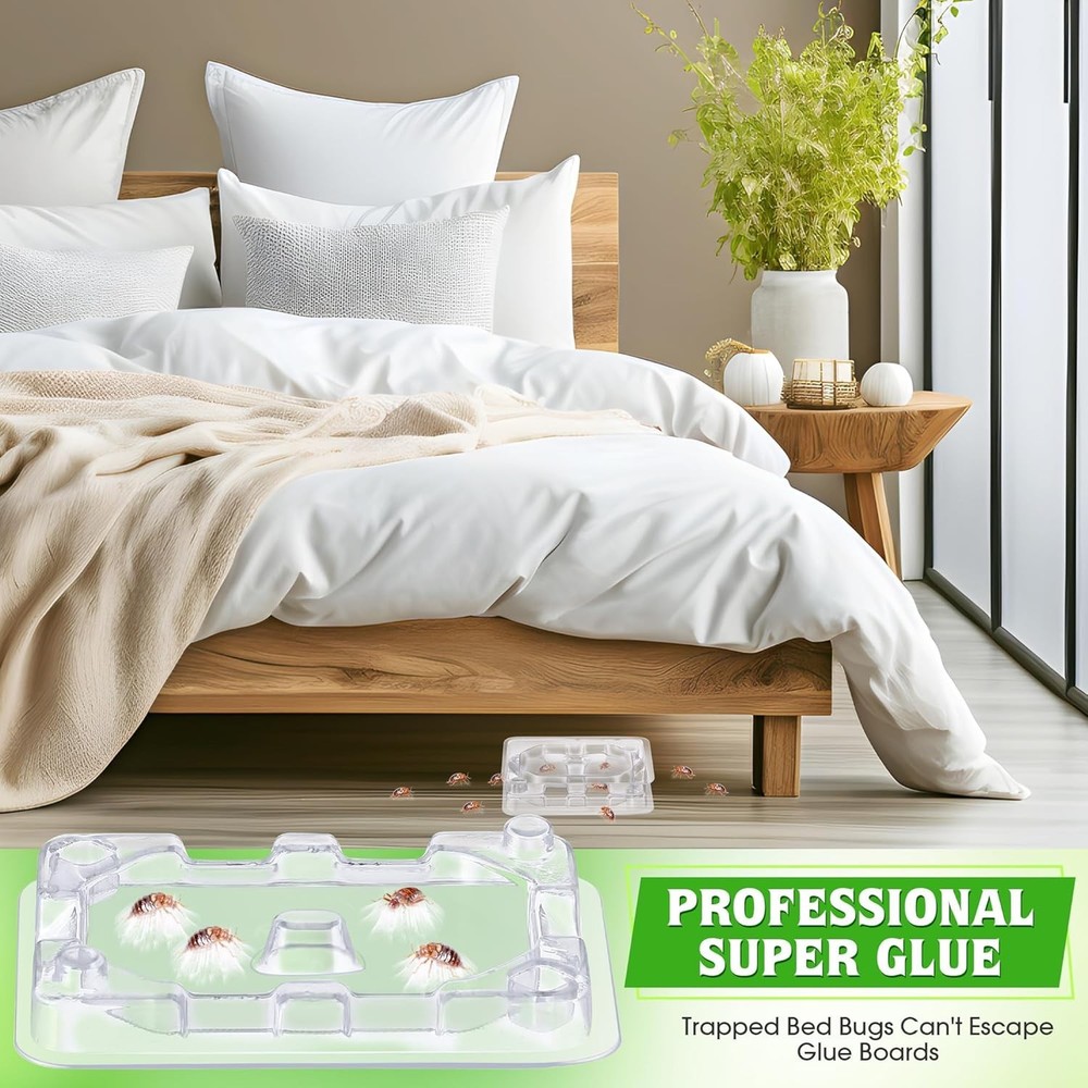 32 PCS Bed Bug Detector Reusable, Bedbug Traps with Strong Glue, Bedbug Intercep