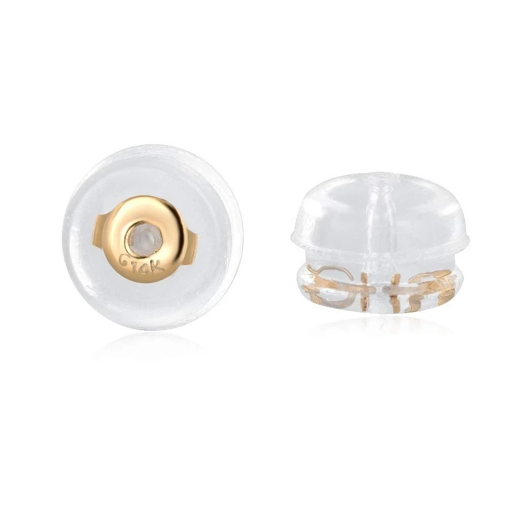 14K Real Solid Gold Earring Backs, Hypoallergenic Silicone, Secure for Studs