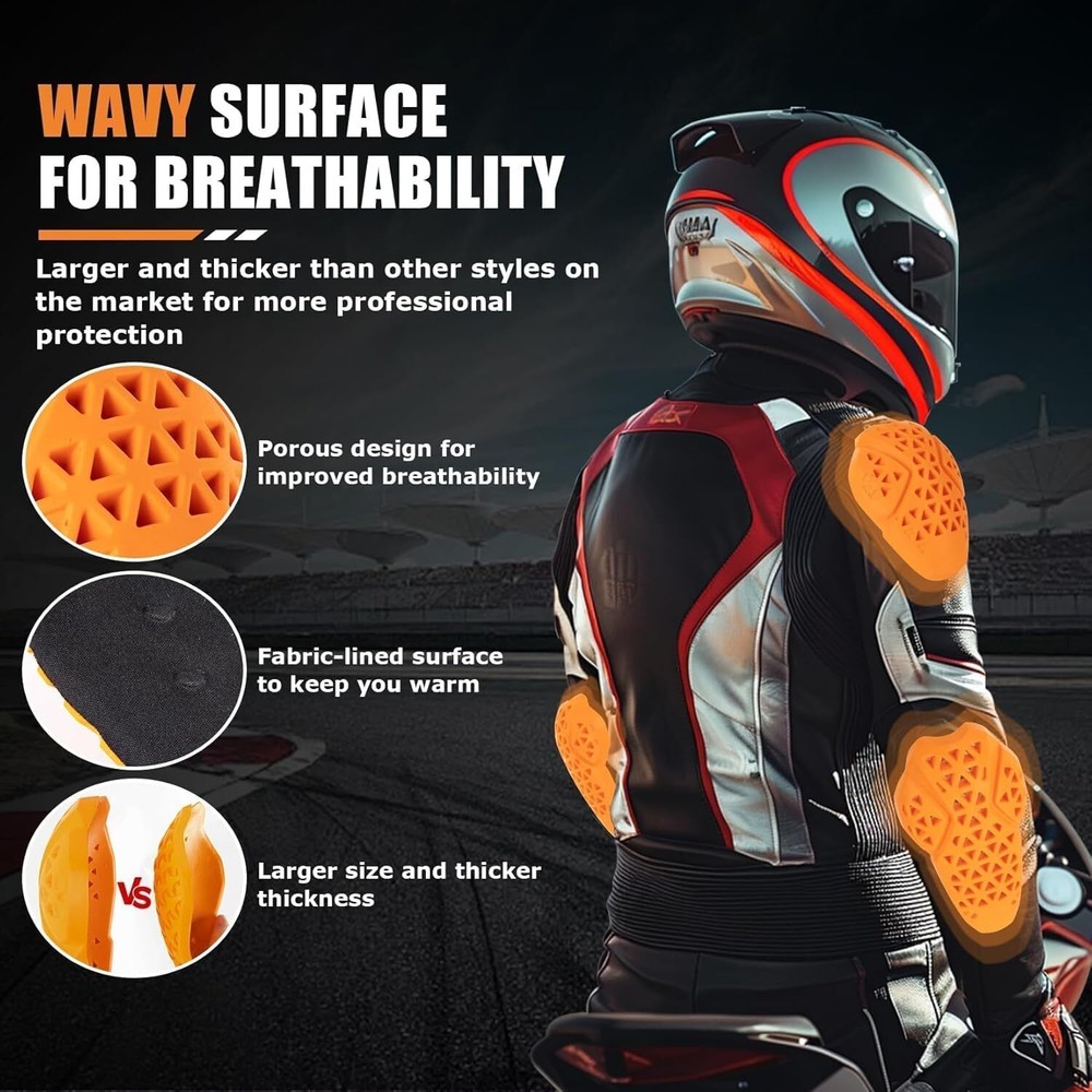 5PCS Full CE Level 2 Certified Motorcycle Shoulder Elbow Back Protector Pads Set