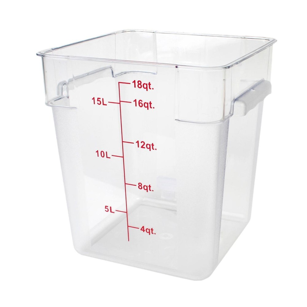 Thunder Group 18 Quart Square Clear Polycarbonate Food Storage Container
