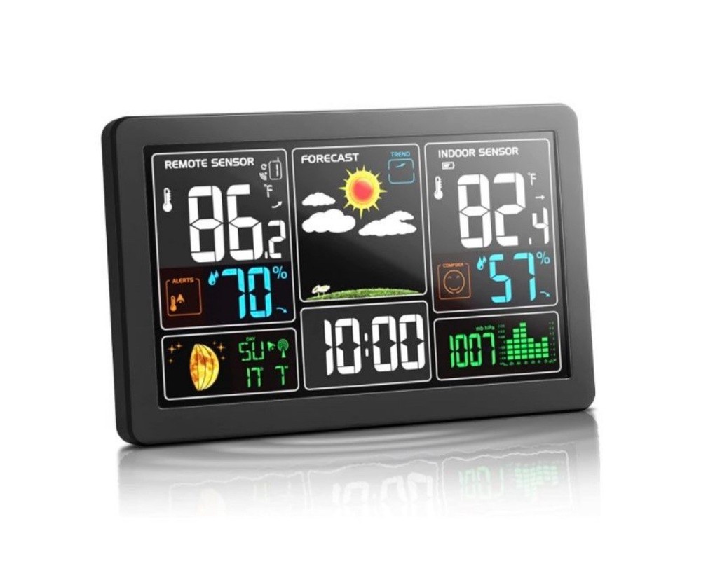 Color Screen Digital Weather Station 8.1x5.1in Multi-Function Indoor Sensor