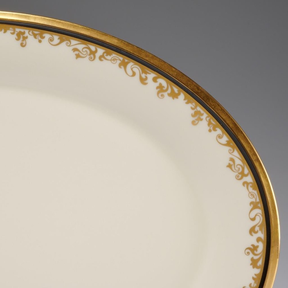Lenox Eclipse Gold Gilt Black Medium Oval Serving Platter 16.5"