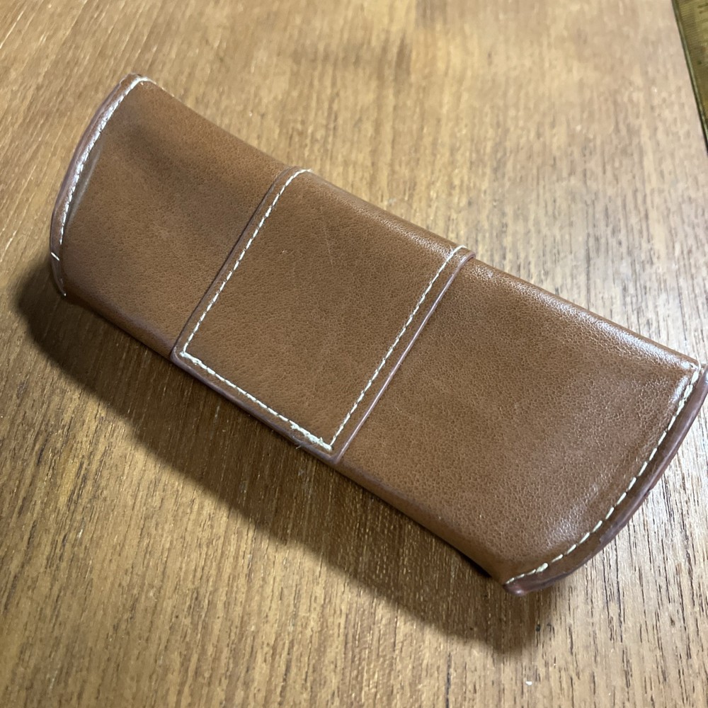 Penguin Eyeglass Sunglasses Case Only Brown Leather Snap Front Closure