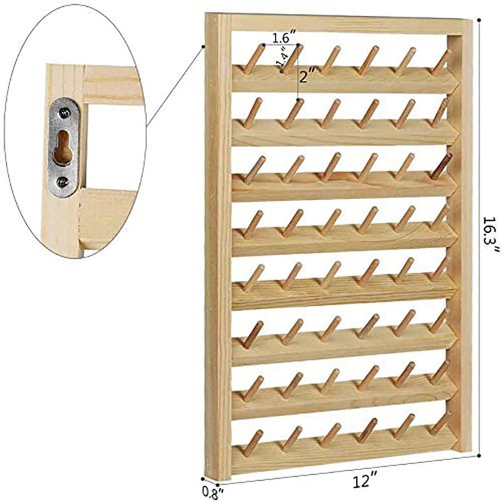 Thread Rack Wall Hanging Cone Stand Bobbin 48 Spools Shelf