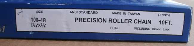#100-1R Precision ANSI Single Strand Solid Bushing Roller Chain 10Ft Roll