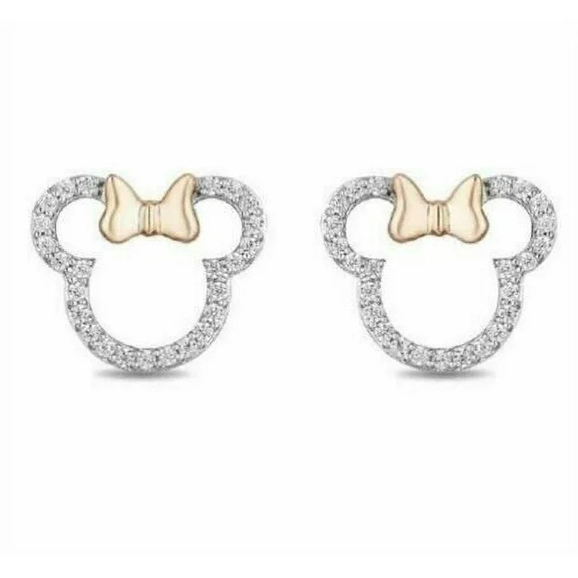 0.50 TCW Round Lab Created Mini mouse Stud Earring 14k White Gold Plated
