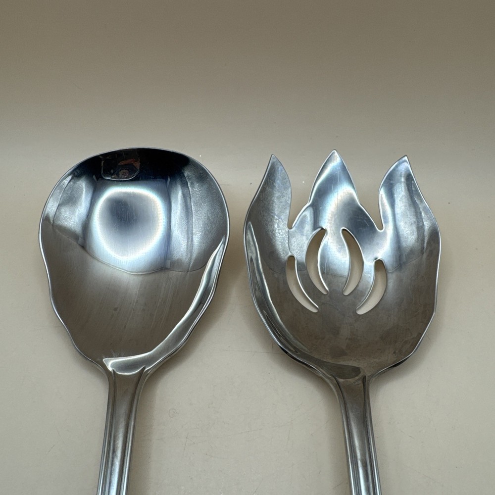 Lorena Oval Thread Oversized Solid Salad Serving Set Flatware 18/10 Stainless