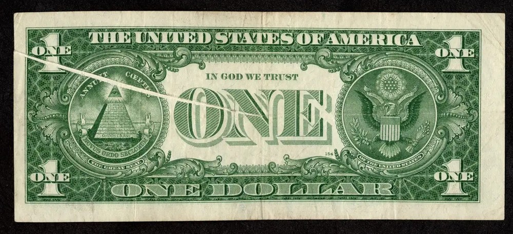 $1 1957 Silver Certificate STAR ERROR Gutter Fold on Both Sides Blue Seal Ch VF