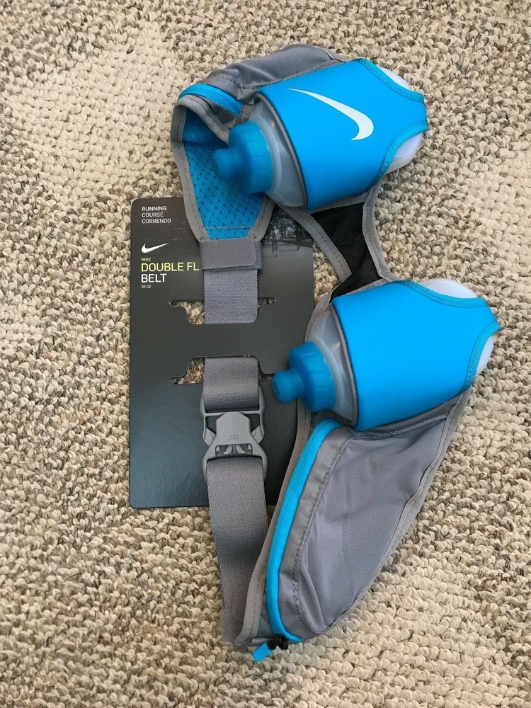 Nike Water Bottle Storage Belt Pack Double Flask Running Blue Form Fitting Shape