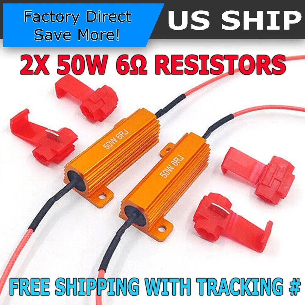 2pcs Load Resistor 50W 6RJ 6ohm LED Decoder FIX Hyper Flash Turn Signal Blinker
