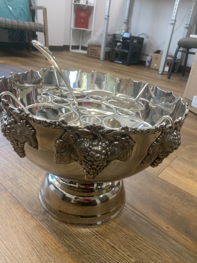 vintage silver plate punch bowl
