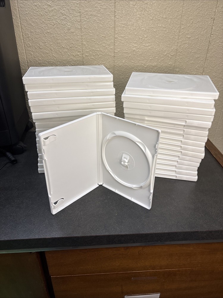 34~NEW~White Plastic Single DVD/Game Cases