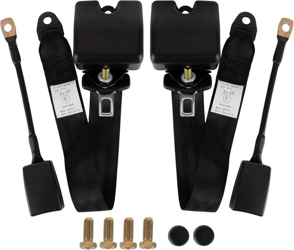 2pcs Retractable 3 Point Adjustable Lap UTV,VR, Buggies, Minivan Club Golf Cart