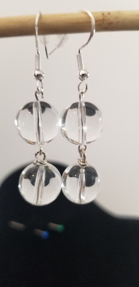 Vintage Elements Earrings made with 12mm Clear Rock Quartz dangle  gem drops
