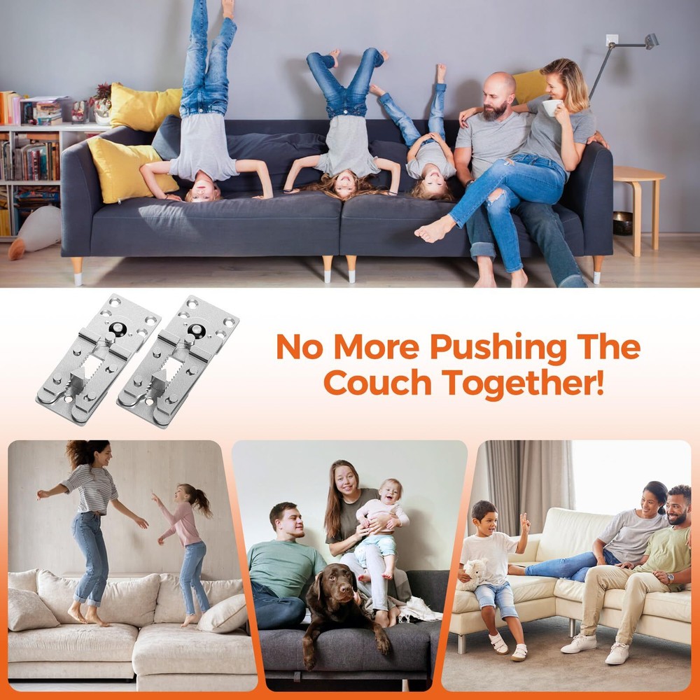 Sectional Couch Connectors 2 Pack+20 Screws Thickened Interlocking Alligator