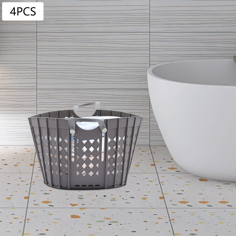 4pcs 40L Large Laundry Basket Waterproof Portable Laundry Hamper Collapsible PP