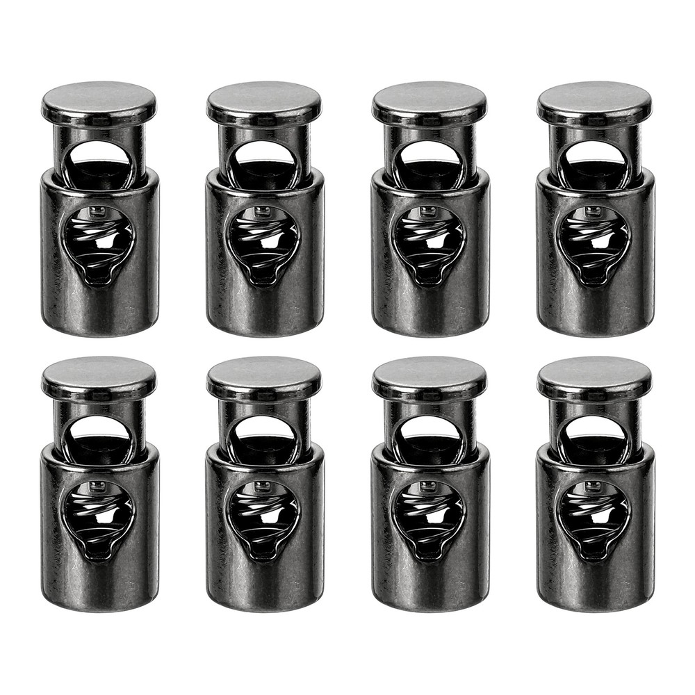 8Pcs Metal Cord Locks, 4.2mm Single Hole Toggle Spring Stop, Metallic Black