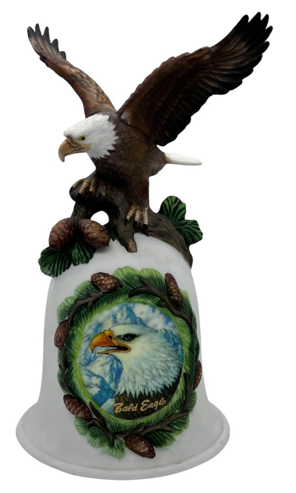 Vintage Ceramic Bell with Bald Eagle Wings Spread 6" Tall Great Gift Idea