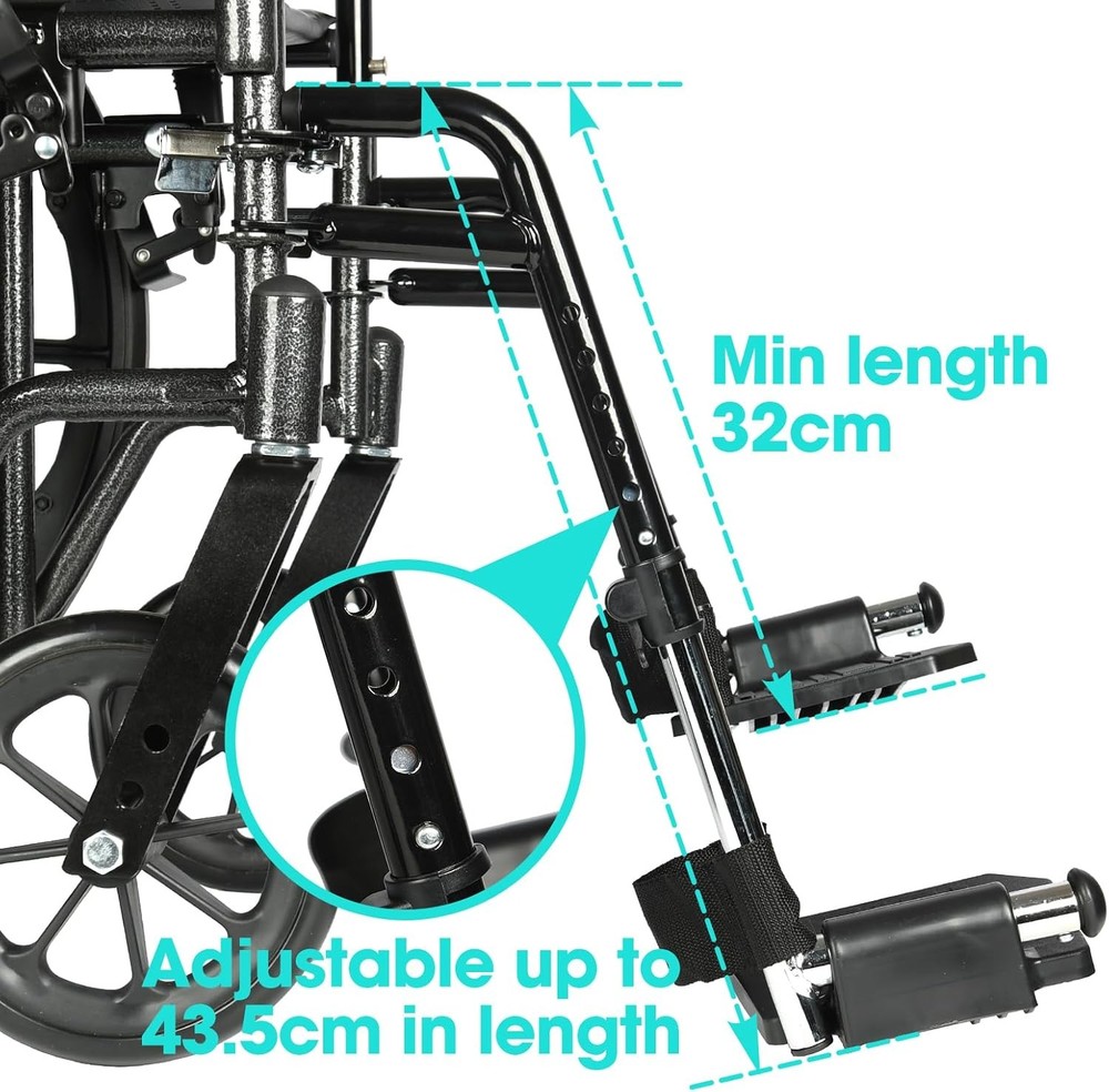 Universal Wheelchair Footrest Replacement - Adjustable Composite Footboard & Hee