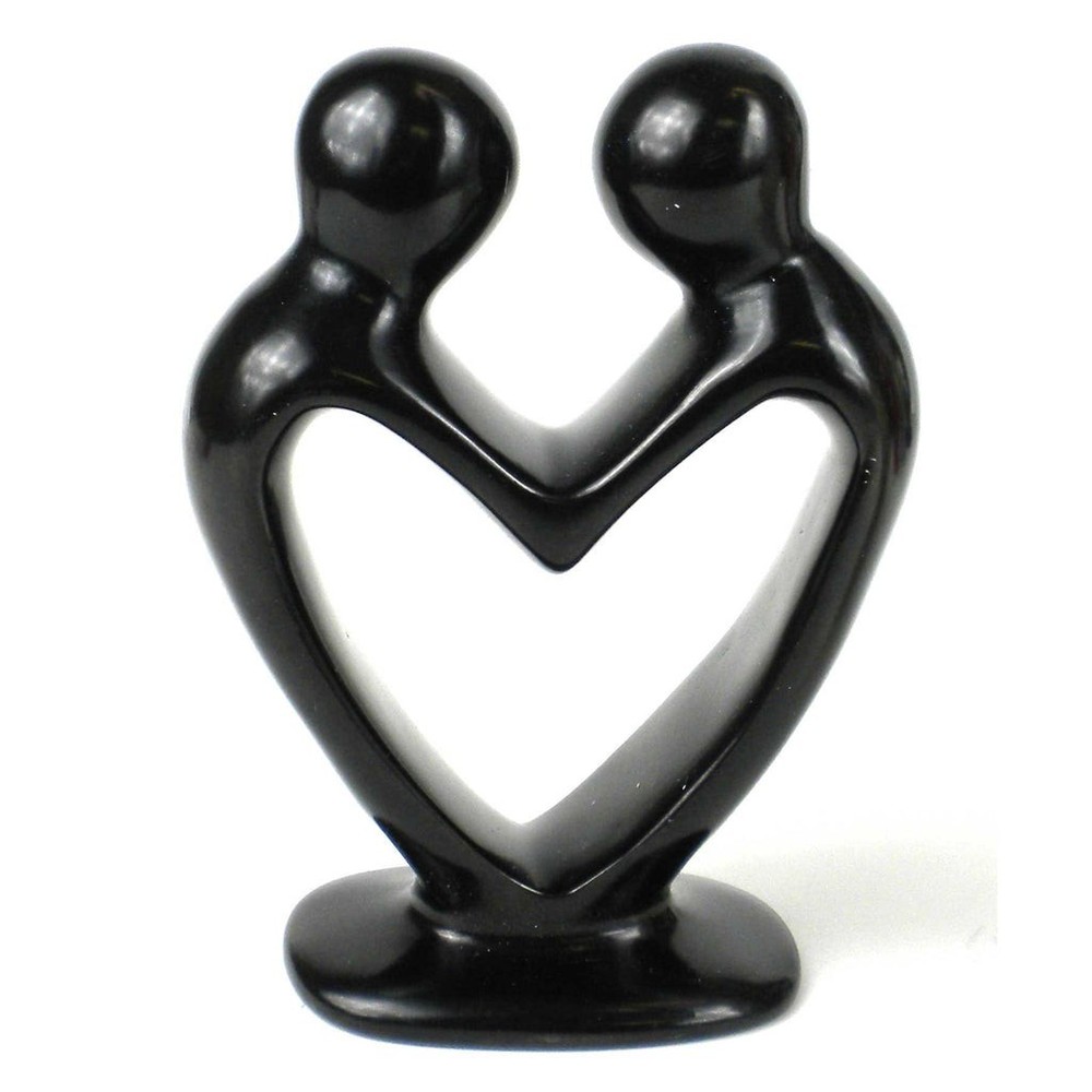 Soapstone Lovers Heart Black - 6 inch