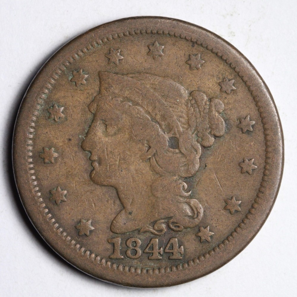 1844 Braided Hair Large Cent CHOICE FINE E191 YNT