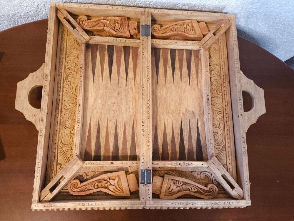 Hand Carved Wooden Aztec Chess Set Checkers (missing 4 checkers)