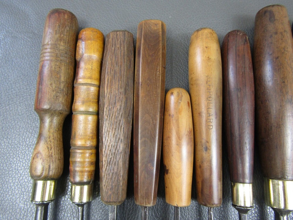 Vintage set of 12 carving gouges chisels old tools by Addis Herring Etc
