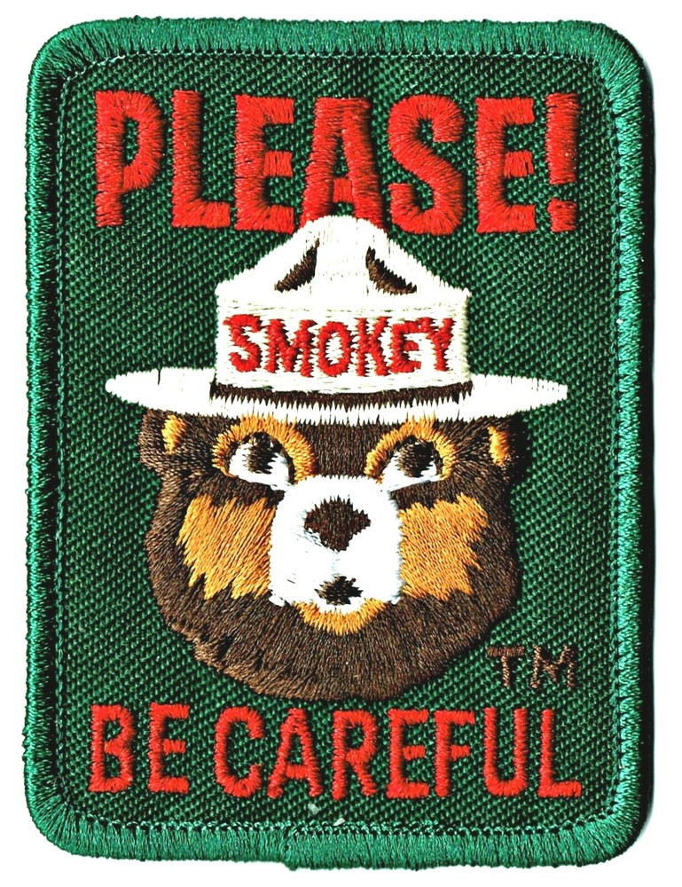 ⫸ SMOKEY BEAR "PLEASE BE CAREFUL" OFFICIAL USFS Embroidered Patch Firefighters