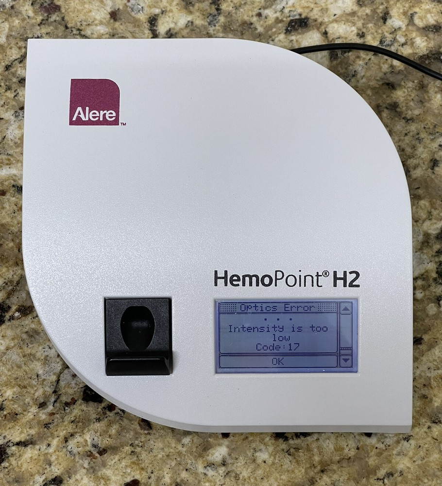 Alere HemoPoint H2 Hemoglobin Test Meter & Power Adapter - OPTICAL / TEMP ERRORS