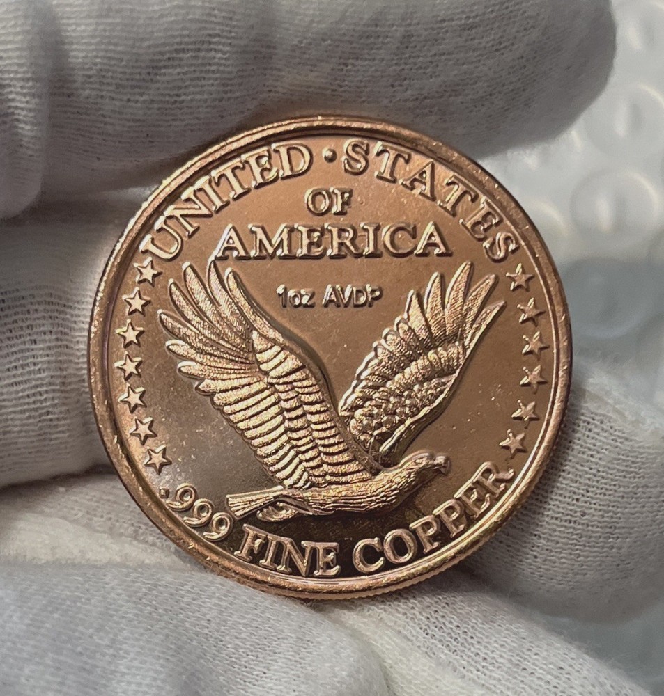 1 oz. Solid .999 Fine Copper (Standing Liberty)Round bullion